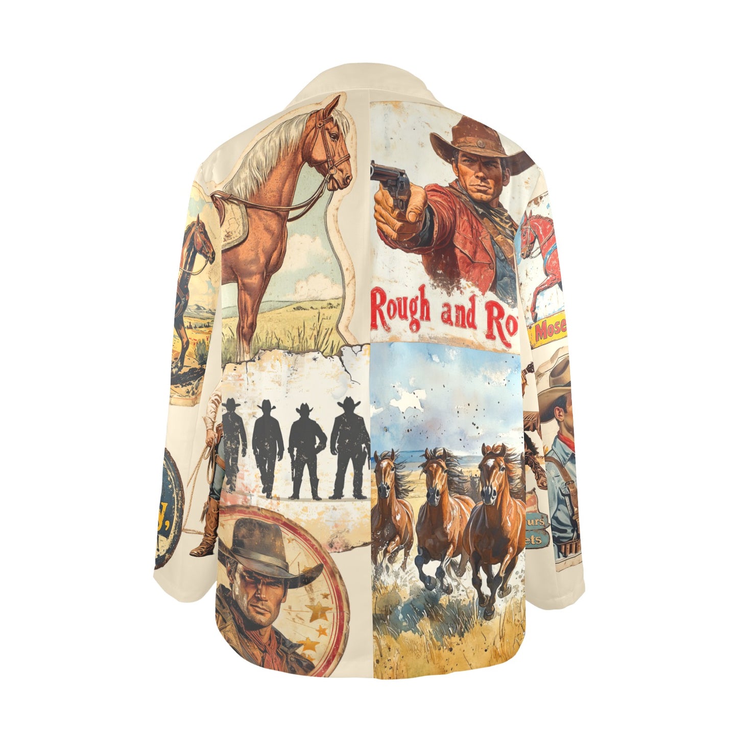 Old West Cowboy Western Cowgirl Vintage Retro Women's Blazer
