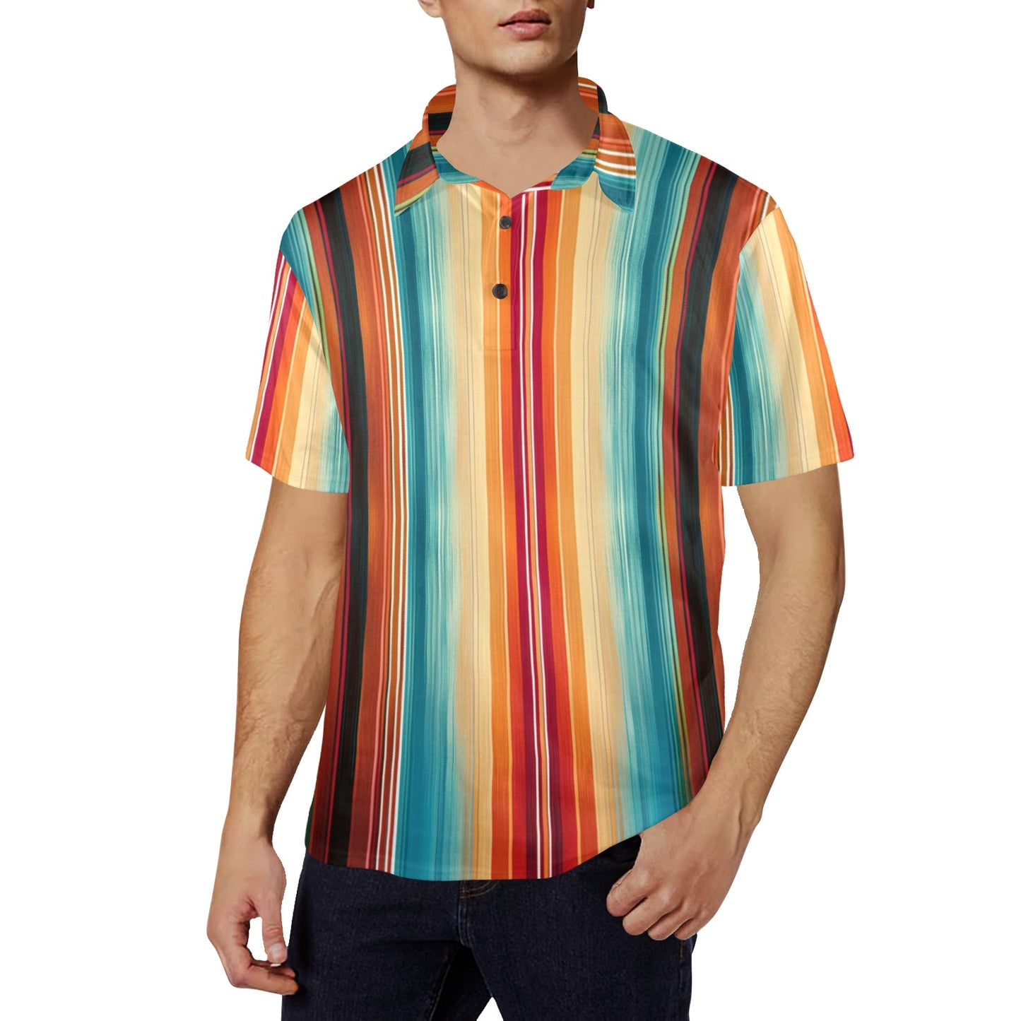 Baha Ranch Serape Western Polo Style Shirt