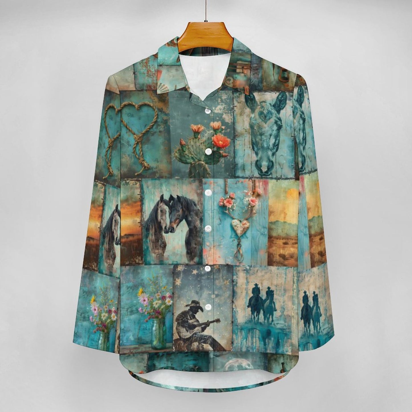 Baha Ranch Turquoise Dreams Western Long Sleeve Top