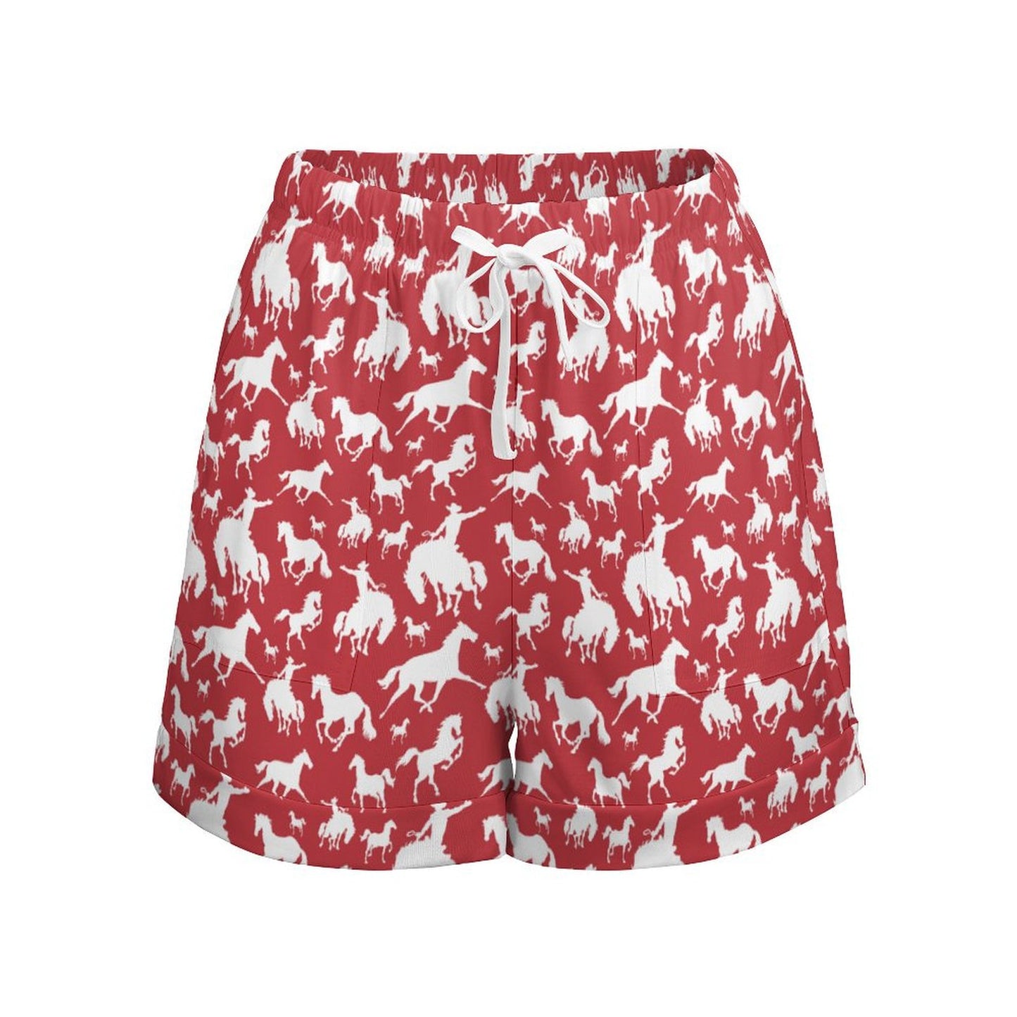 Baha Ranch Red Rodeo Drawstring Shorts