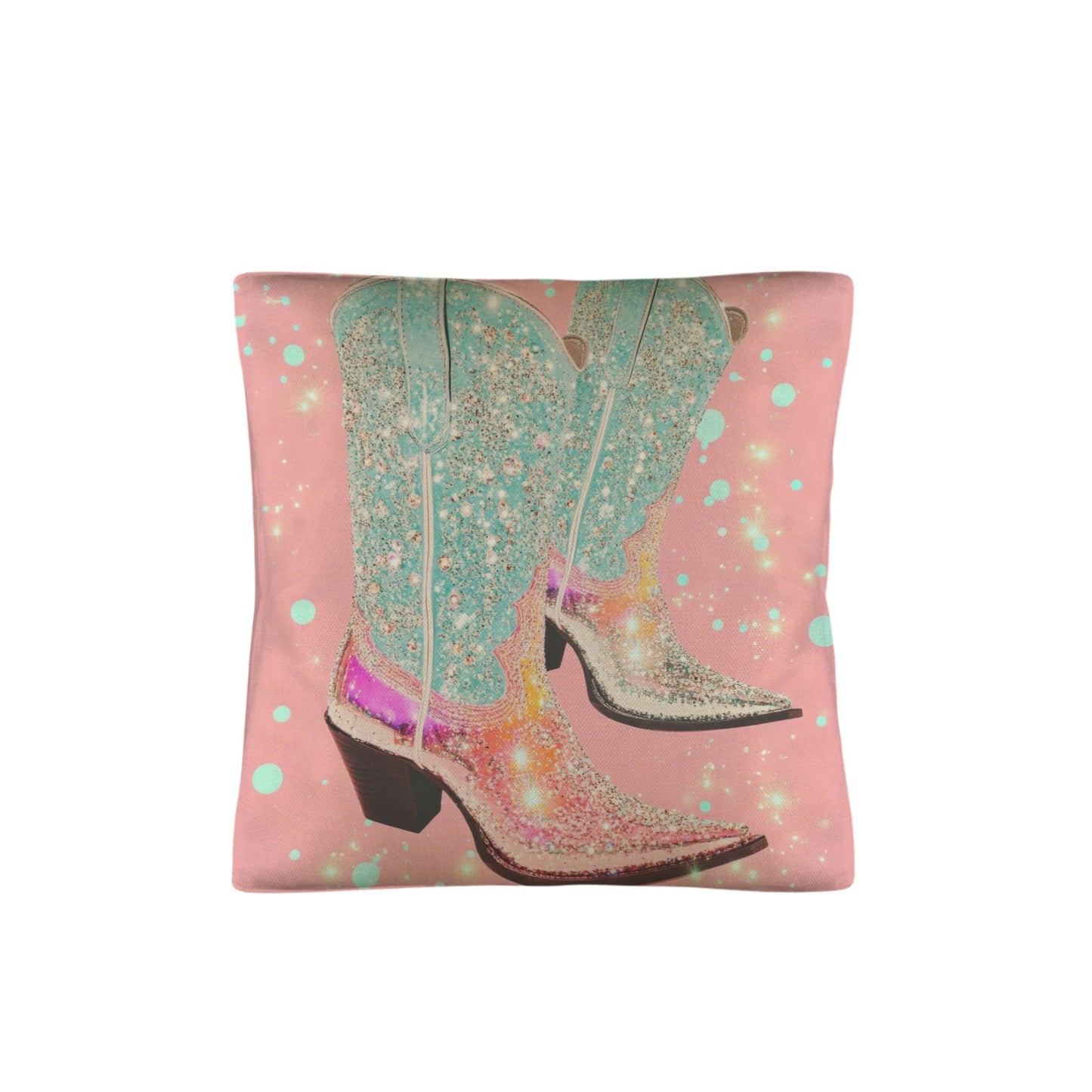 Baha Ranch Retro Pop Western Bling Boots Pillow Case Made in America