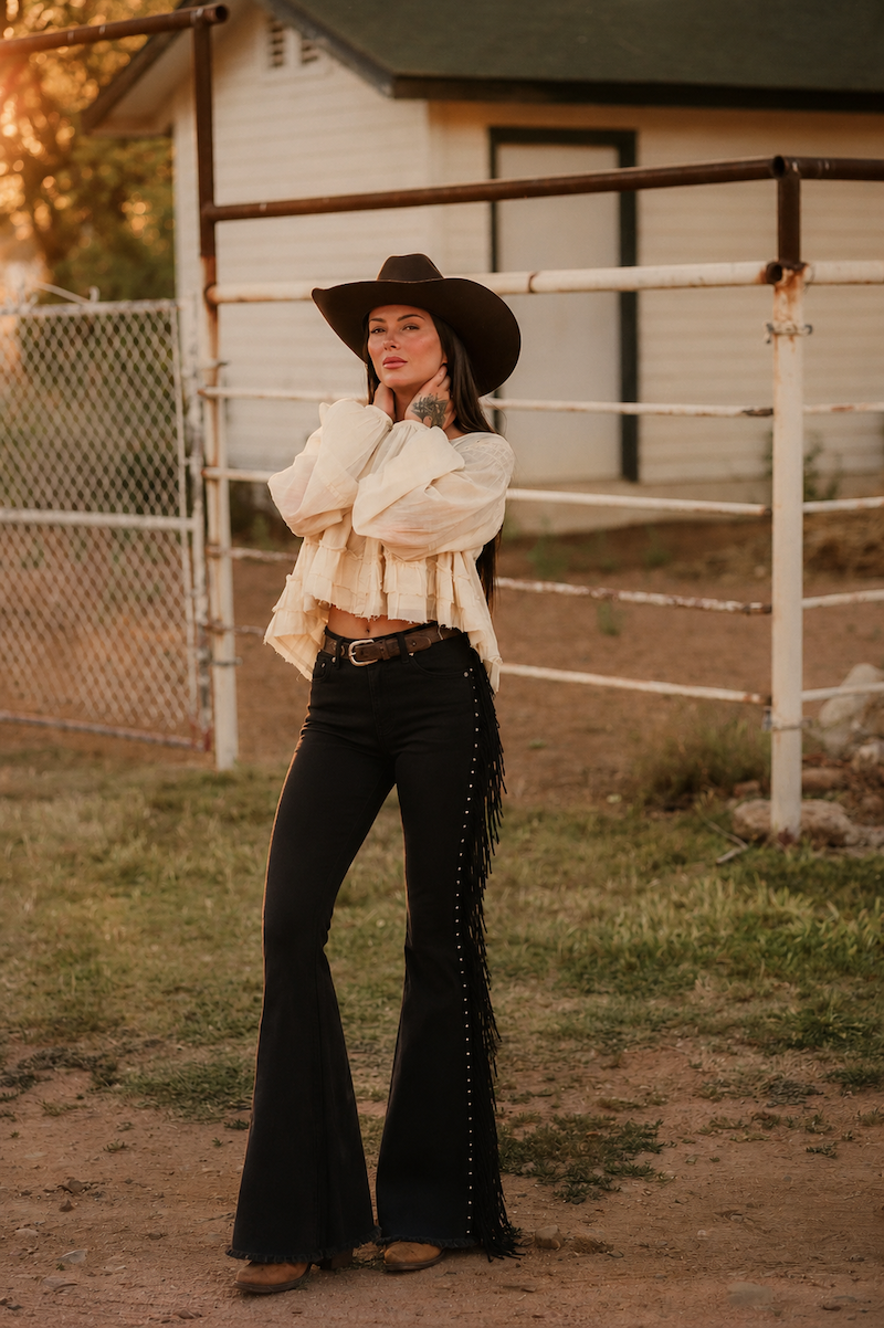 GJG Texas Sunn Bell Bottom Jean Black