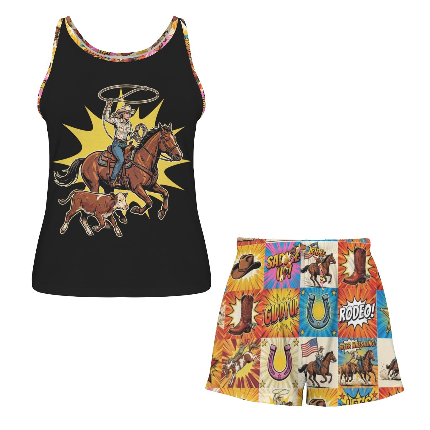 Baha Ranch The Comic Corral Rodeo Lounge Pajama Set Made in America