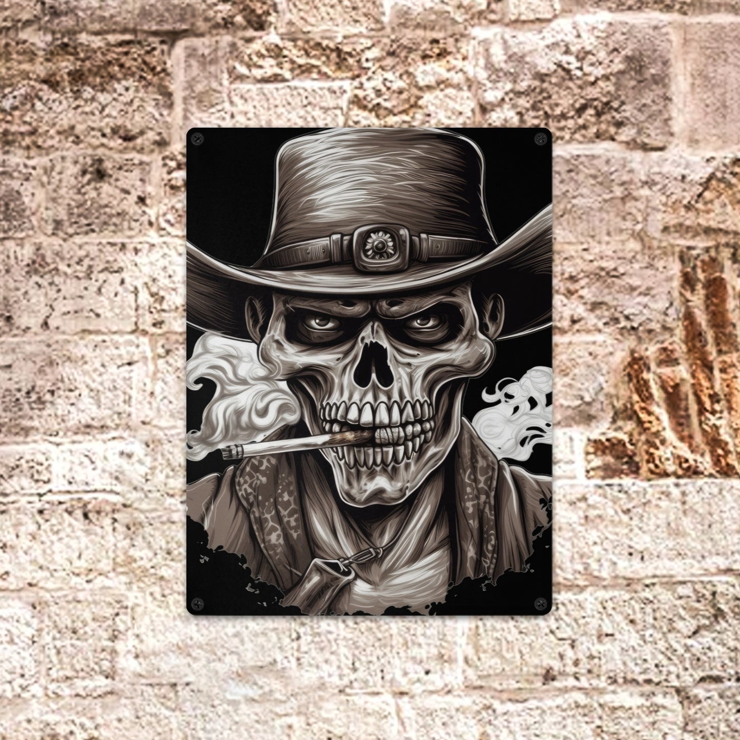 Cowboy Skull Metal Tin Sign 12"x16" (Made in USA)