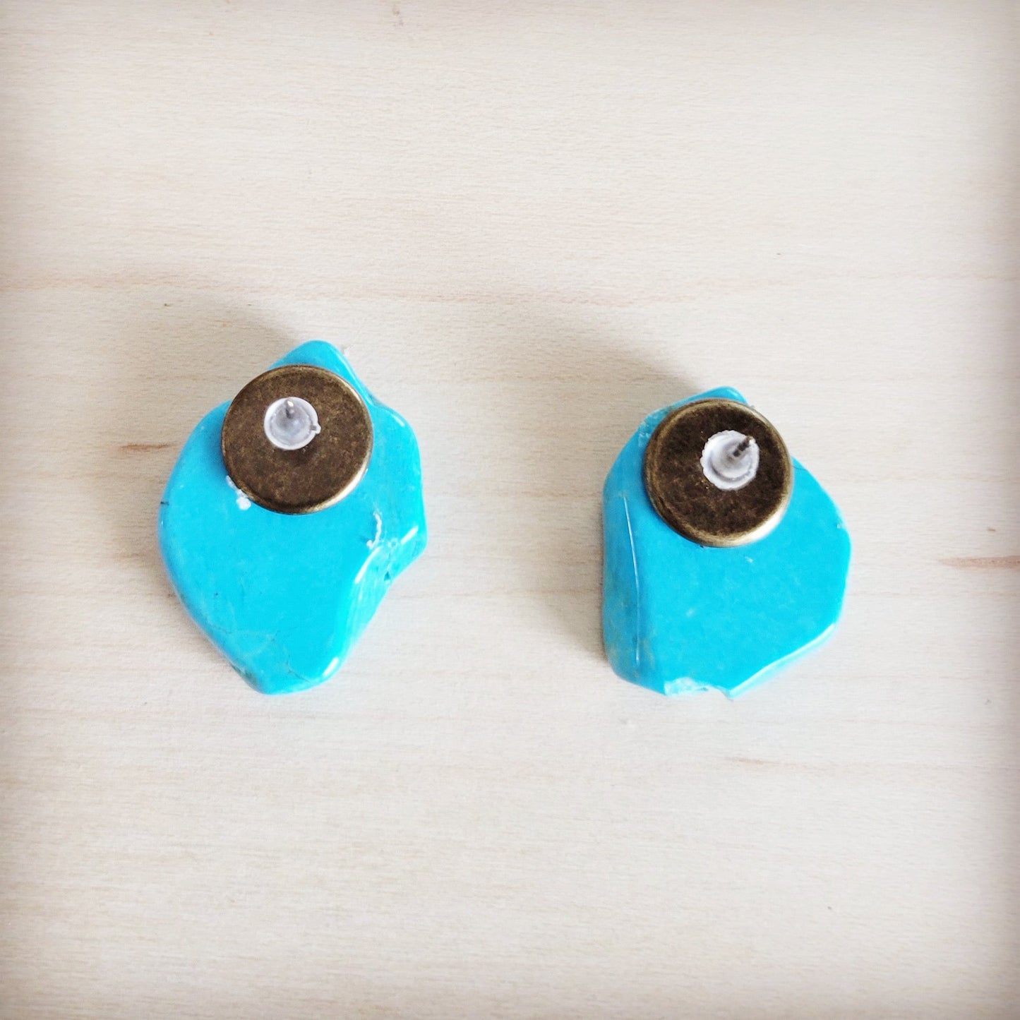 The Jewelry Junkie Turquoise Slab Earring Studs-Blue 200bn