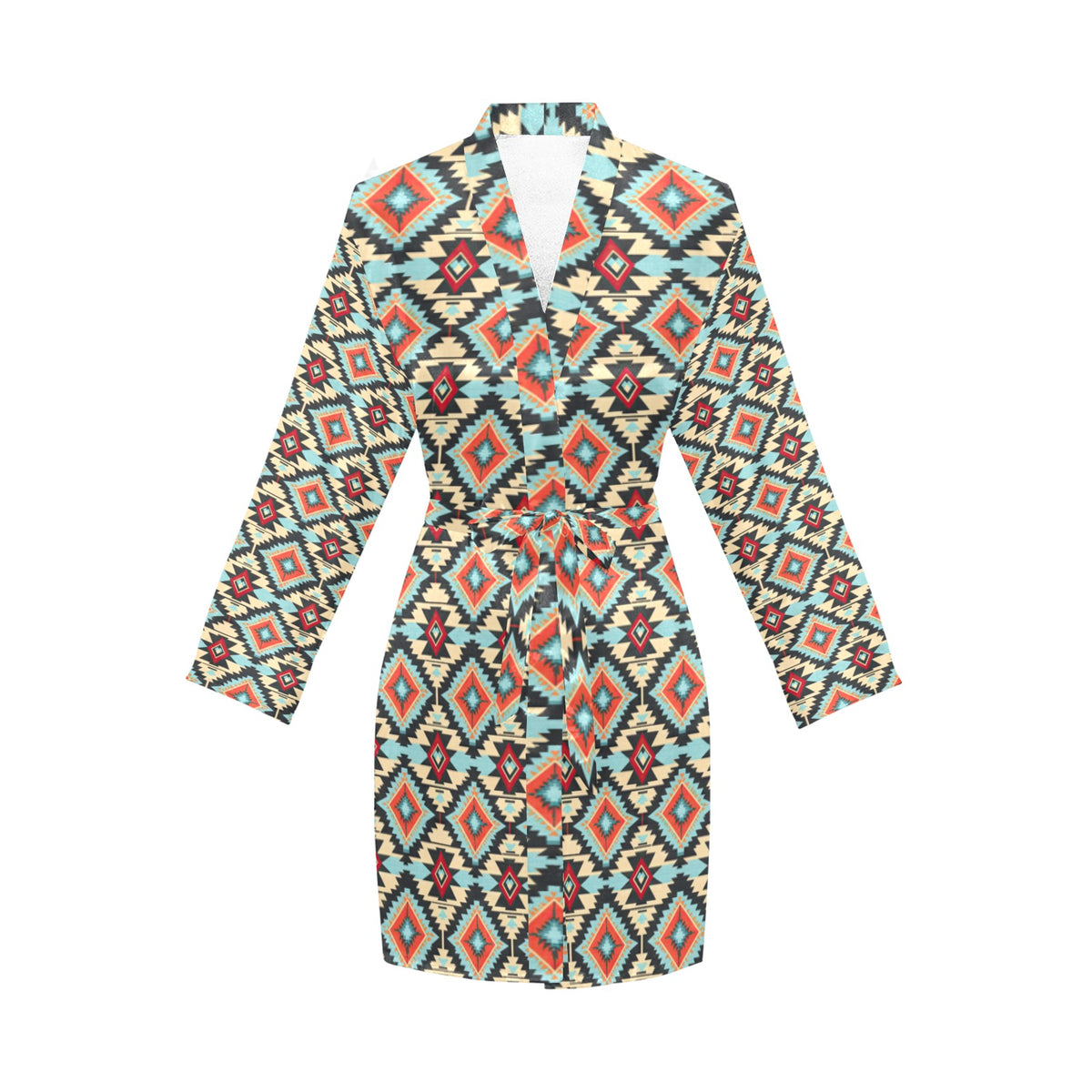 Baha Ranch Colorado Aztec Women's Belted Satin Feel Dressing Lounge Robe