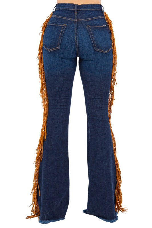 Fringe Bell Bottom in Dark Blue 34" inseam