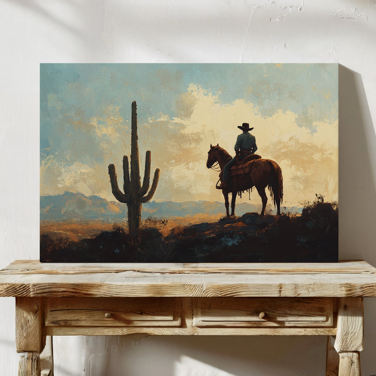 Cowboy Sundown by the Saguaro