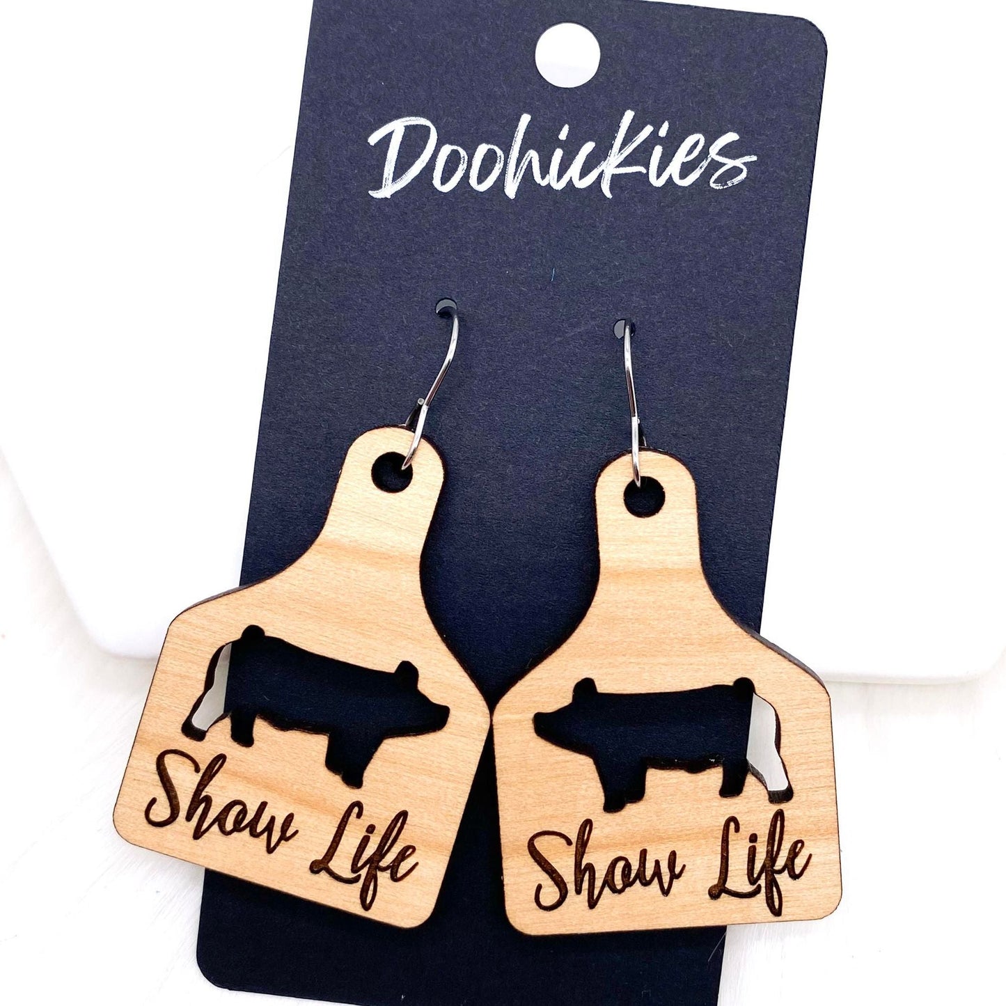 2.25" Show Life Tags -Western Earrings by Doohickies