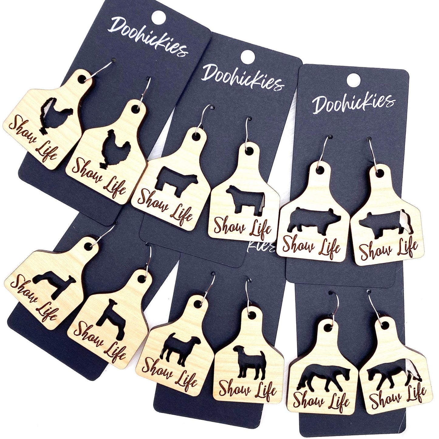 2.25" Show Life Tags -Western Earrings by Doohickies