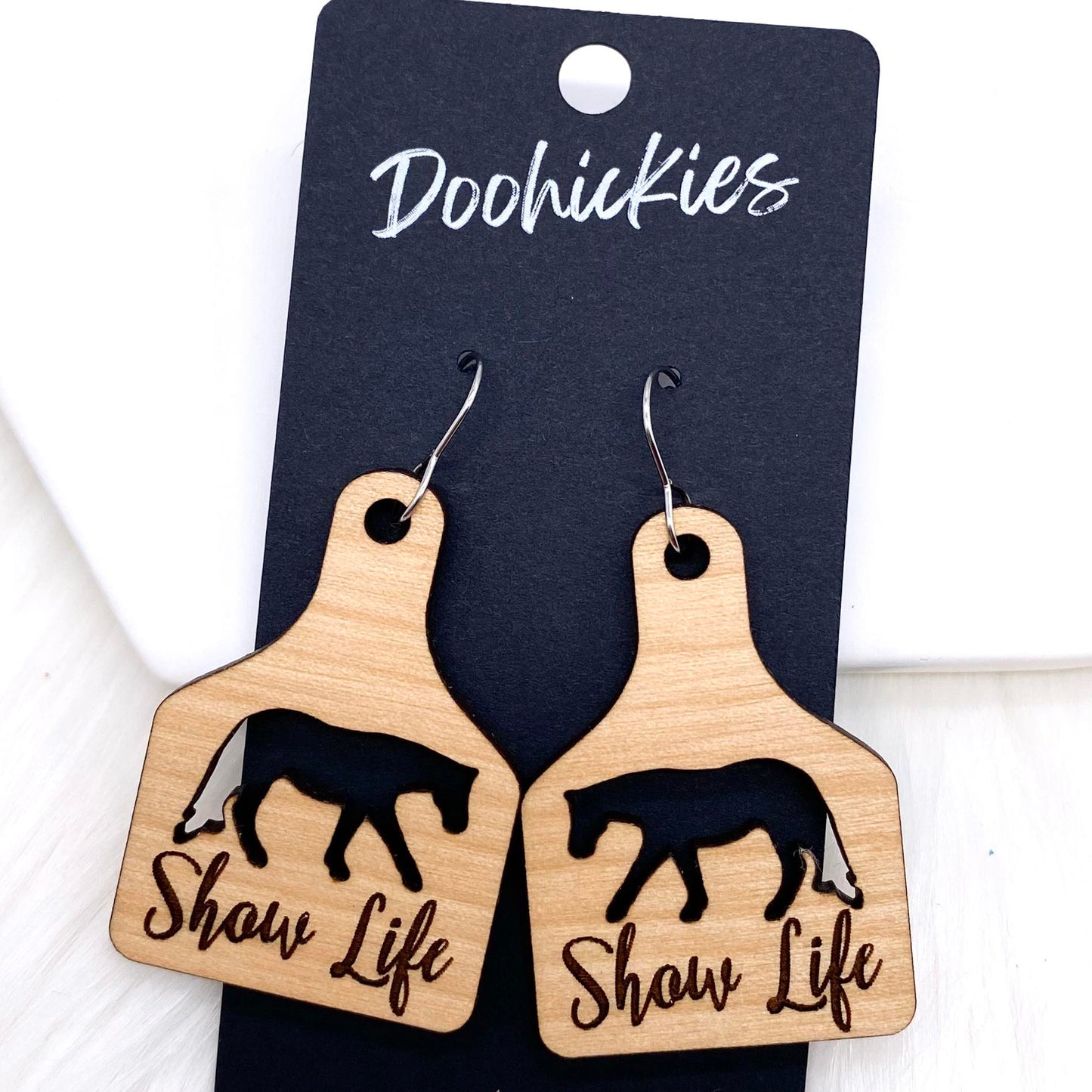 2.25" Show Life Tags -Western Earrings by Doohickies