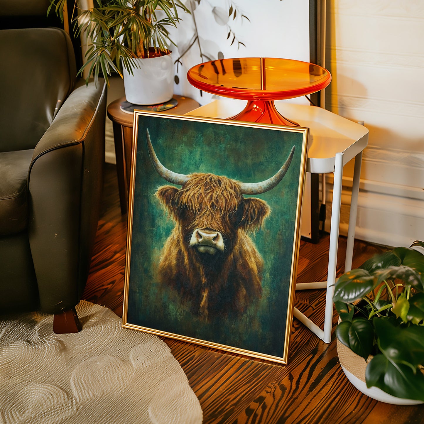 Highland Majesty in Emerald Light Western Farm Cow Ranch Wall Decor