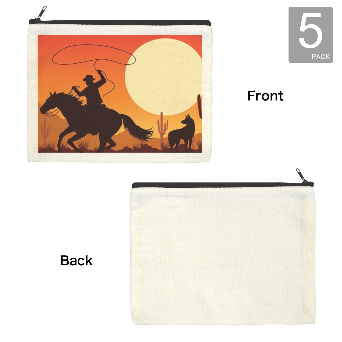 Cowboy Sunset Cosmetic Bag Pack of 5 Made in America