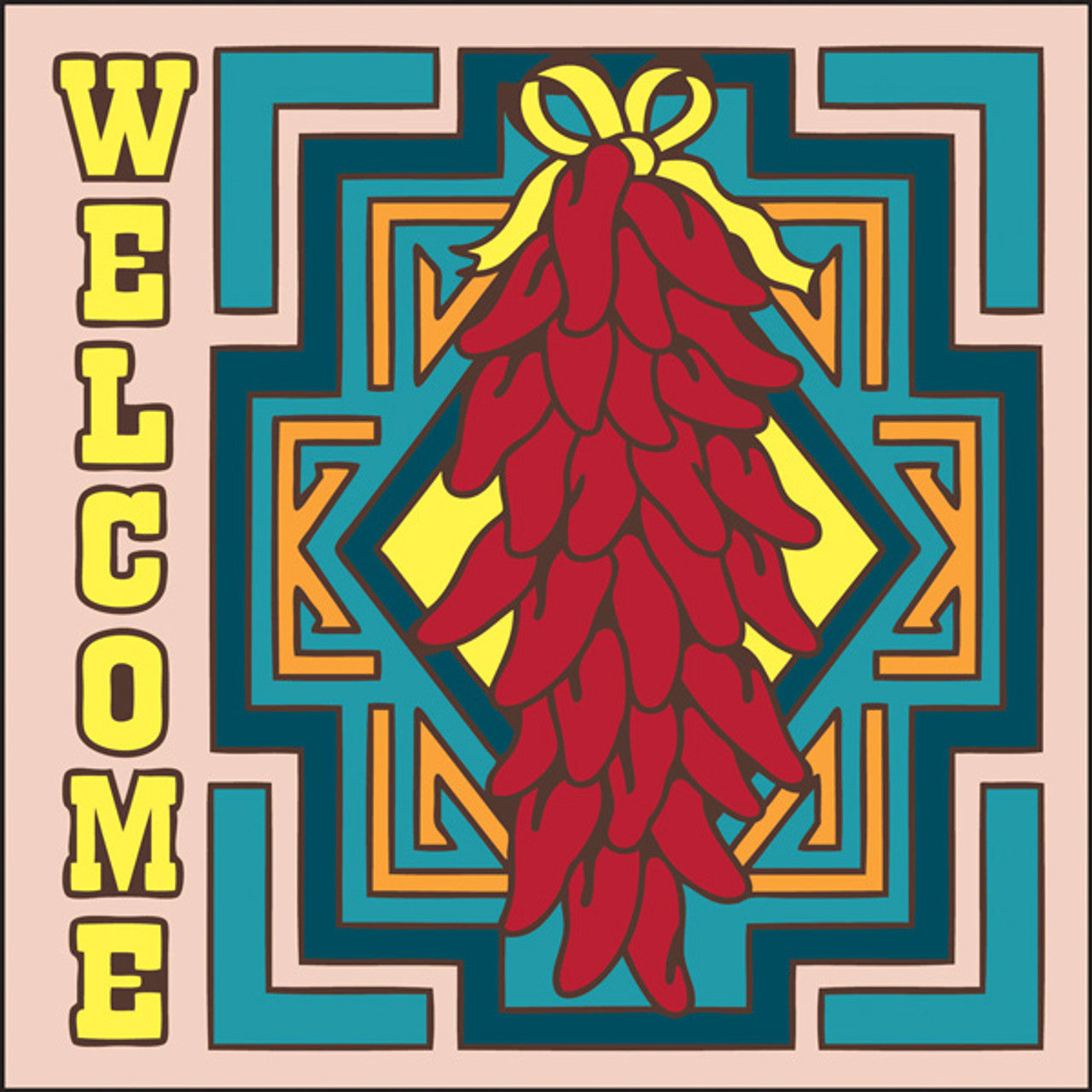 Welcome Chilis Tile | Chile Ristra Welcome Sign