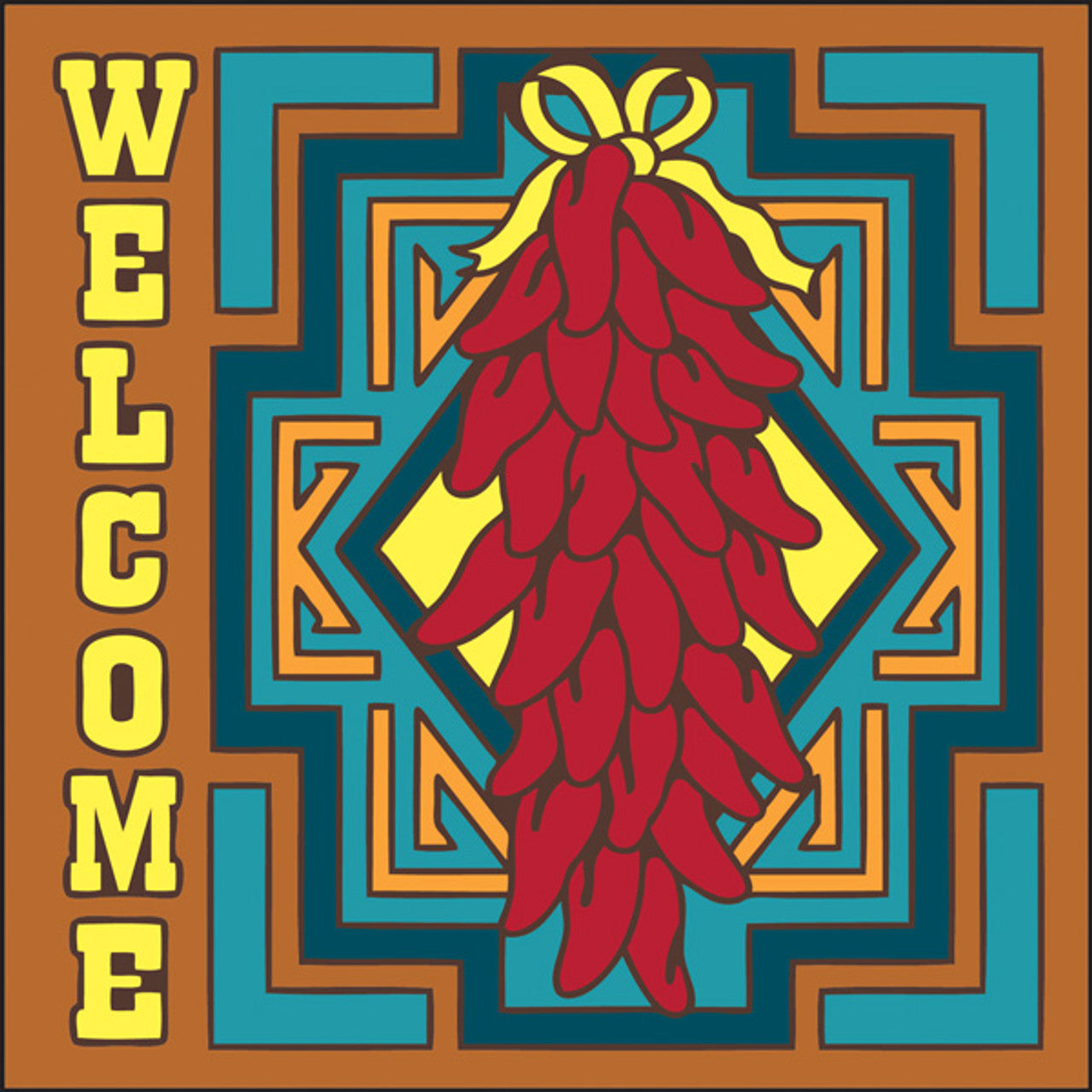 Welcome Chilis Tile | Chile Ristra Welcome Sign