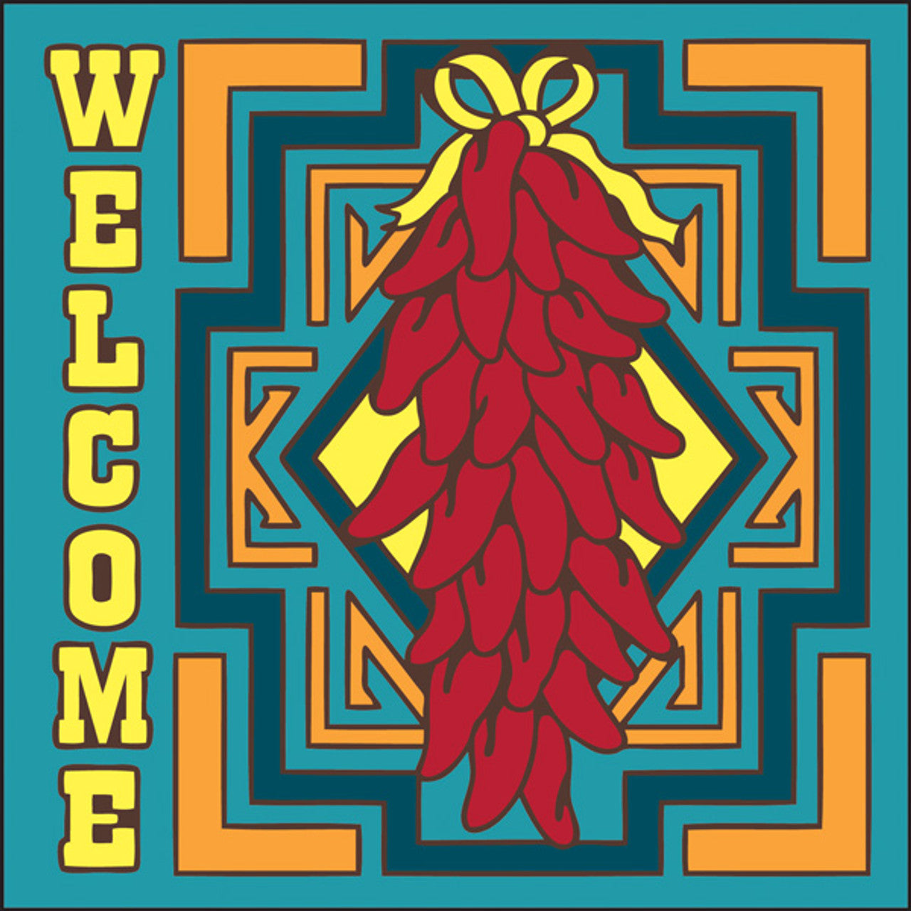 Welcome Chilis Tile | Chile Ristra Welcome Sign