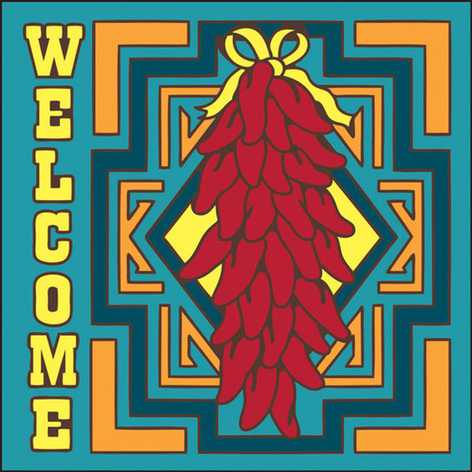 Welcome Chilis Tile | Chile Ristra Welcome Sign