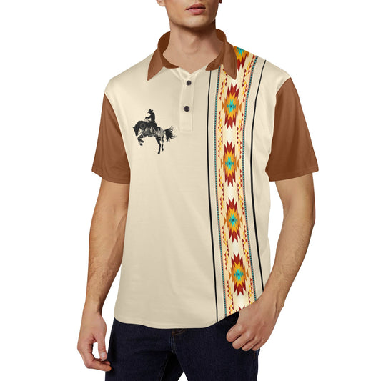 Baha Ranch Desert Cowboy Aztec Polo Shirt