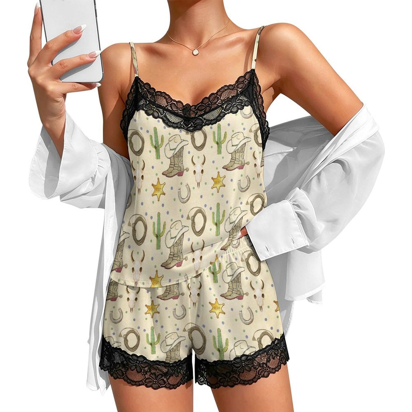 Baha Ranch Little Bit of Western Lace Pajama Set