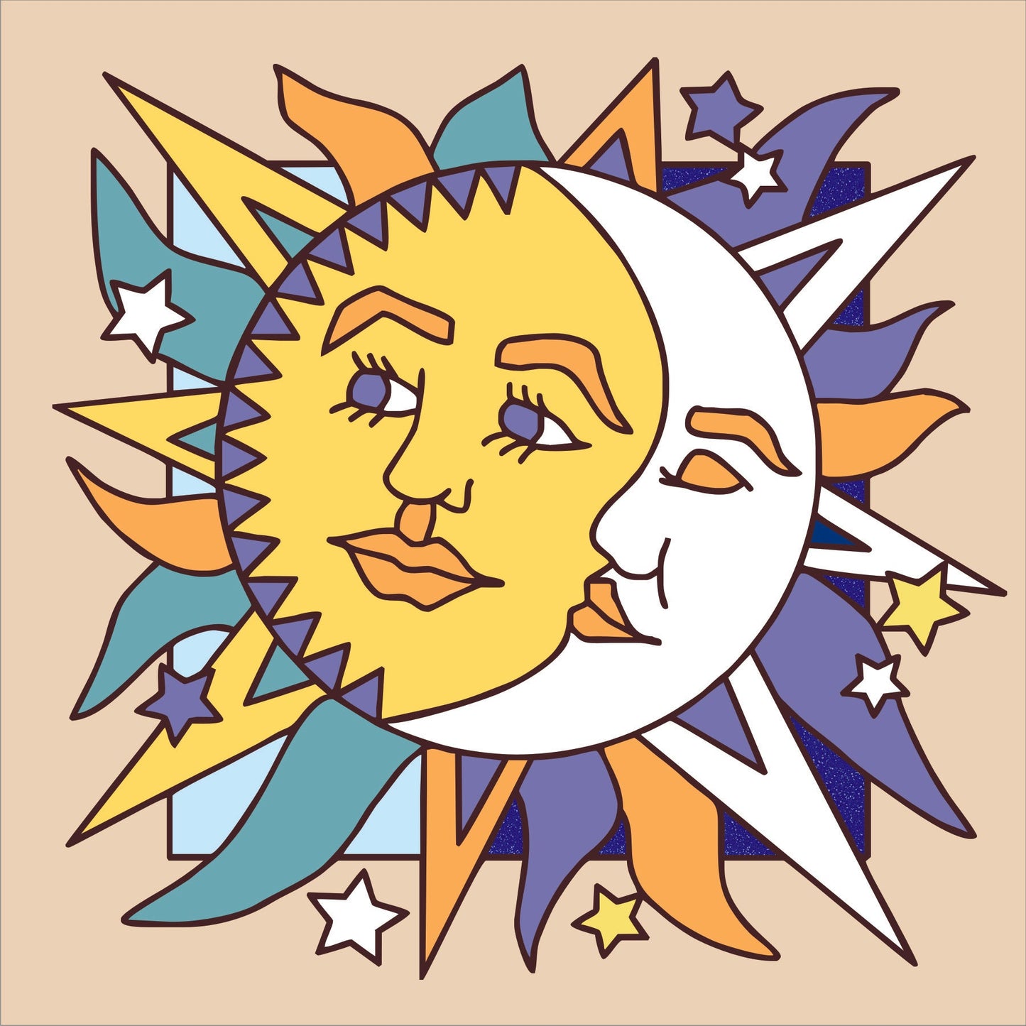 Sun Moon Face Tile