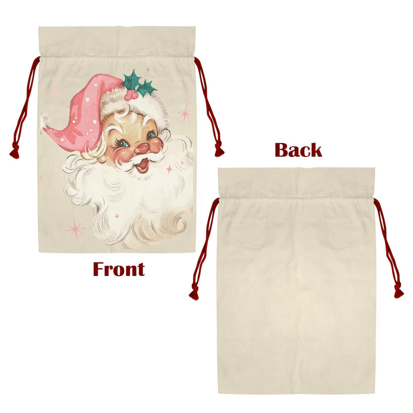 Christmas Gift Bag Vintage Santa Highland Cow