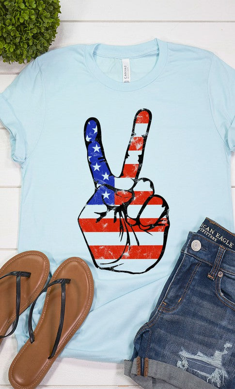 American Peace Sign Graphic Tee choice of colors