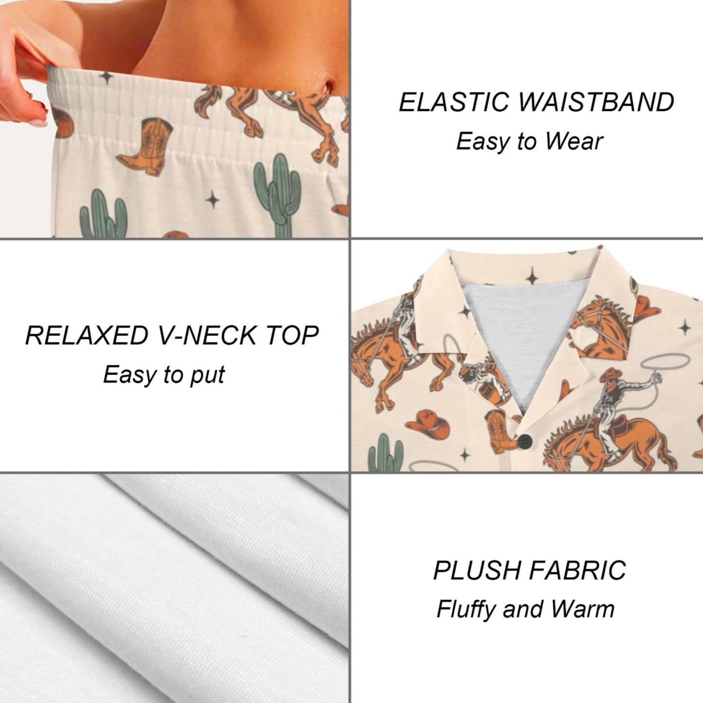 Baha Ranch Hang on Cowboy Women's Pajama Set Made in America