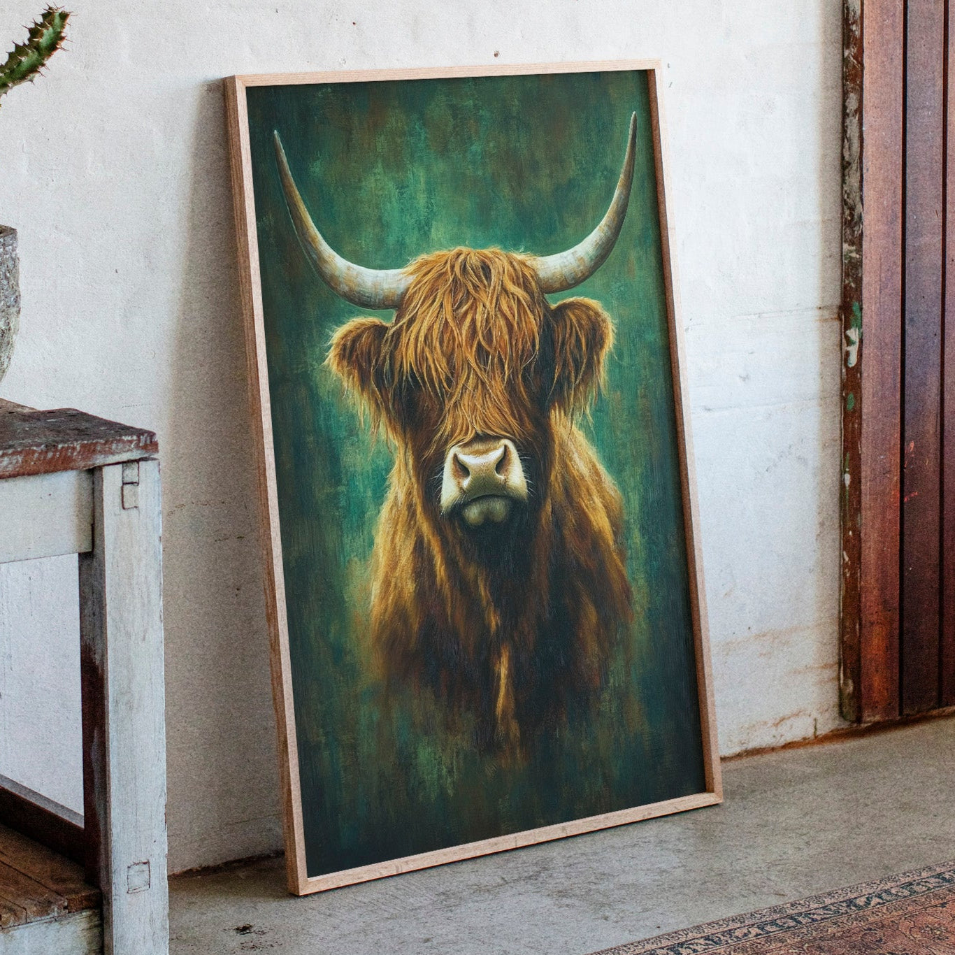 Highland Majesty in Emerald Light Western Farm Cow Ranch Wall Decor