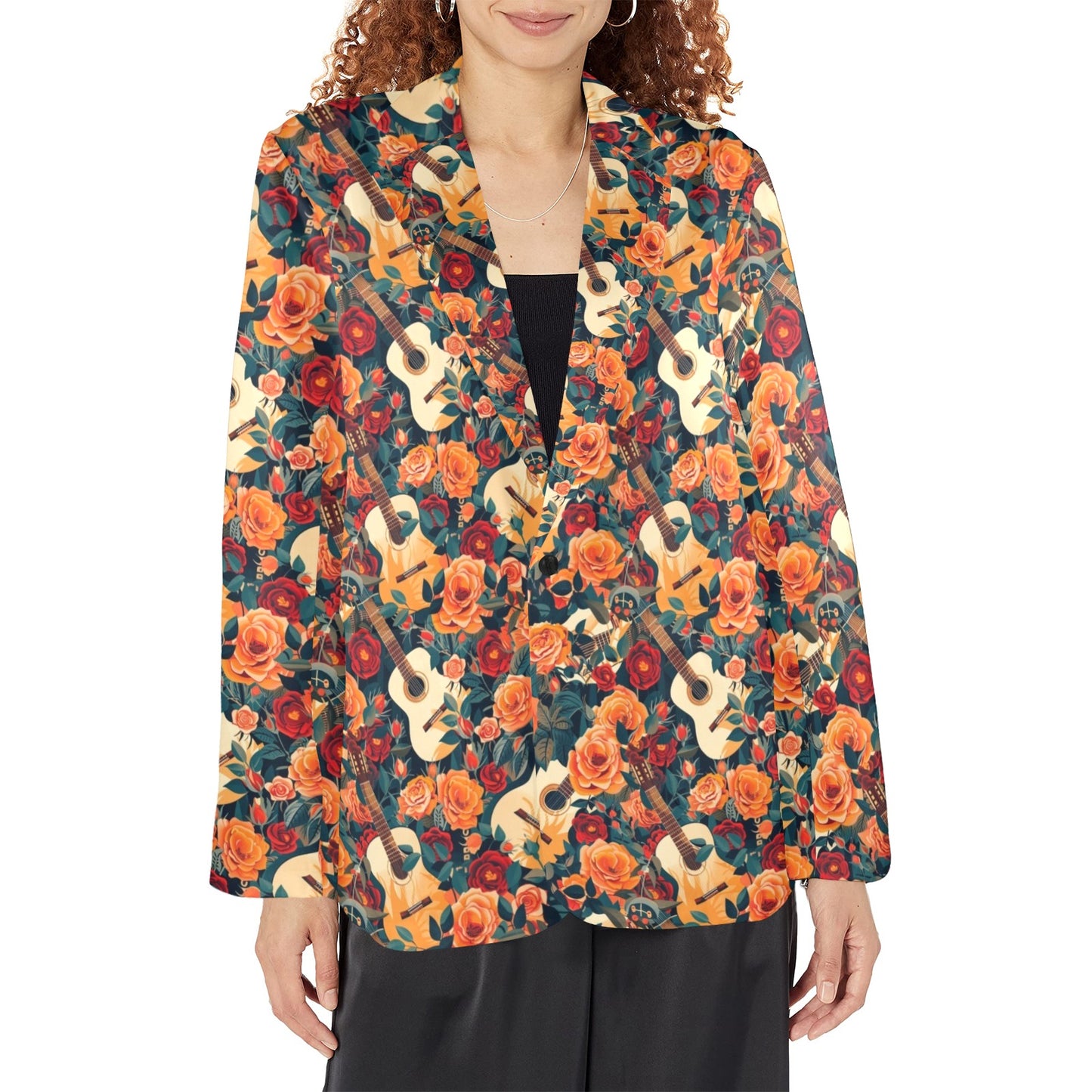 Colores De Mexico Roses & Guitars Floral Blazer