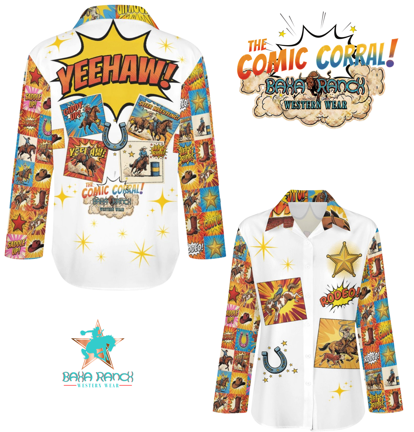 Baha Ranch The Comic Corral Western Rodeo Blouse