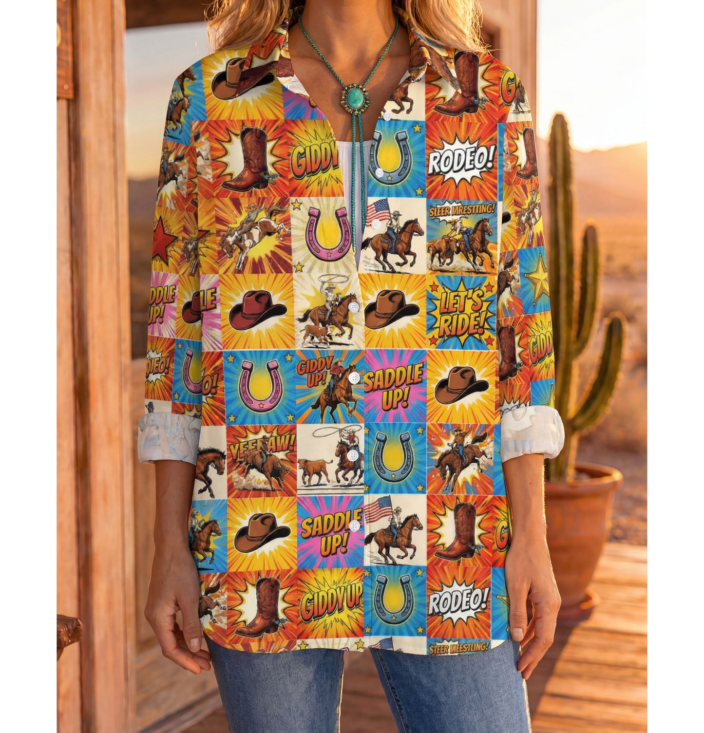 Baha Ranch The Comic Corral Western Rodeo Blouse