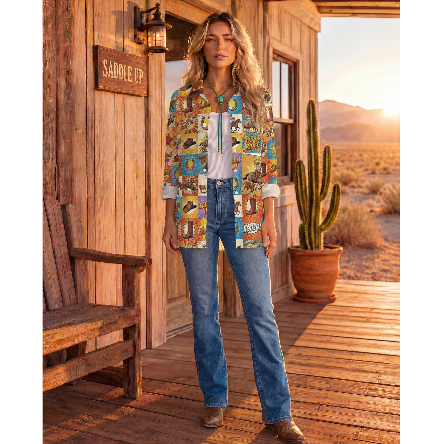Baha Ranch The Comic Corral Western Rodeo Blouse