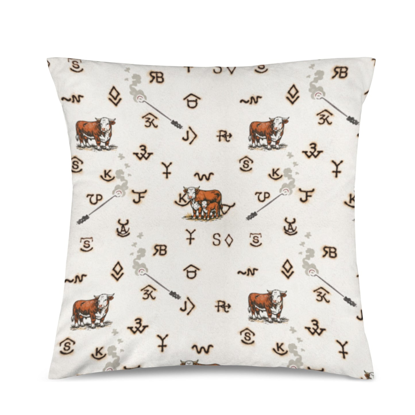 Baha Ranch Hereford Brands Velvety Soft Pillow Cover Made in America