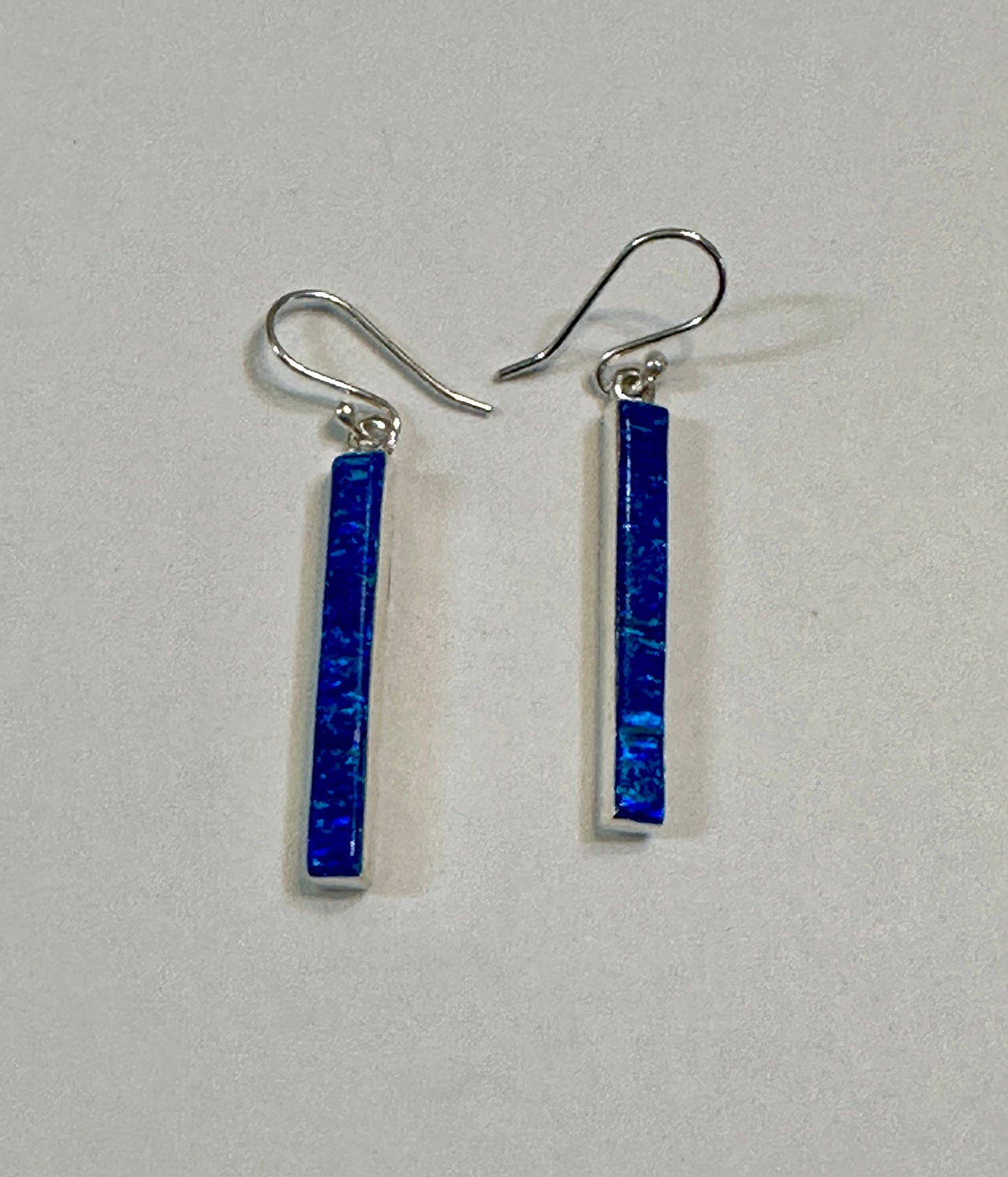 Dark Blue Opal Column Earrings