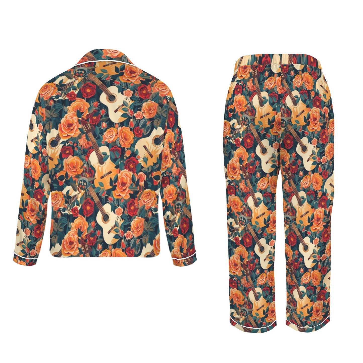 Colores De Mexico Roses & Guitars Satin Pajamas