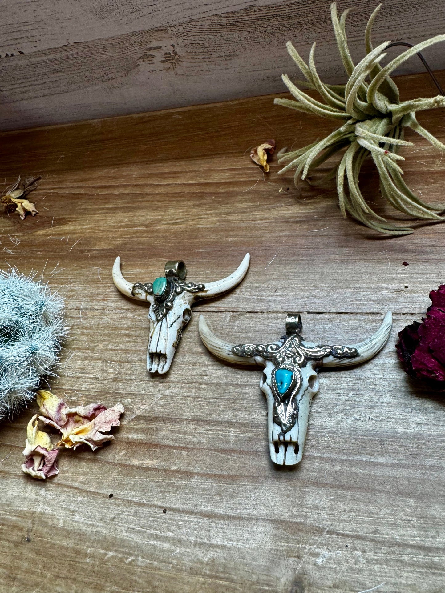 Tombstone Antler Longhorn with Turquoise Pendant