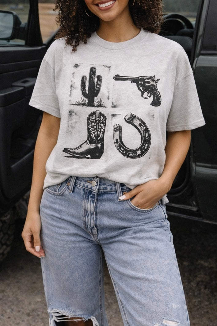 Western Icons Graphic Tee Shirt – Graphic Tee, Long Sleeve & Crewneck