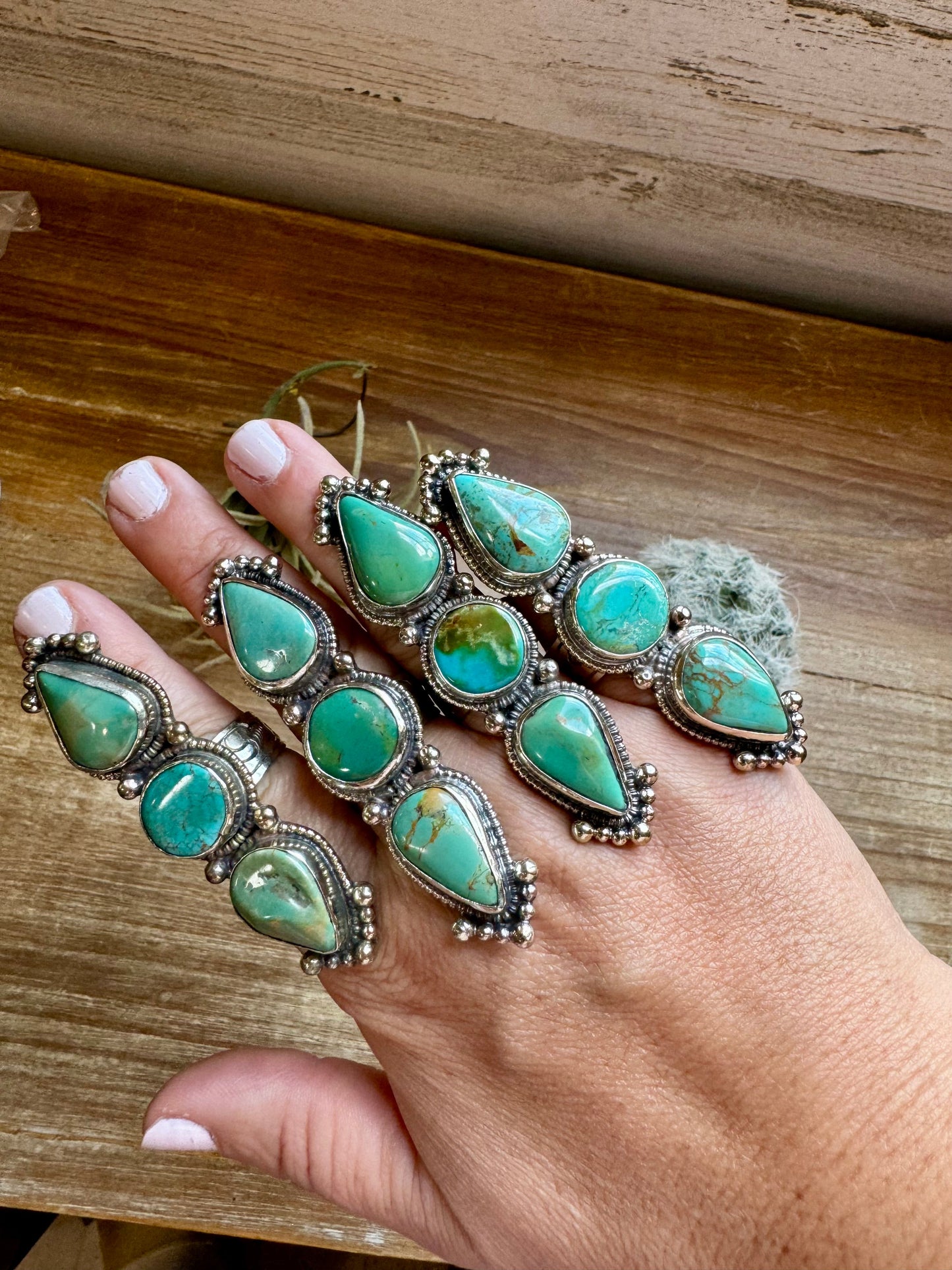 Long adjustable Genuine Turquoise rings