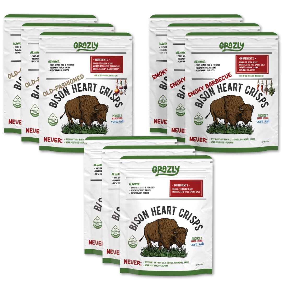 Grazly Bison Heart Crisp Variety Pack