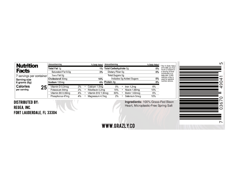 Grazly Bison Heart Crisps - 100% Grass-Fed/Finished