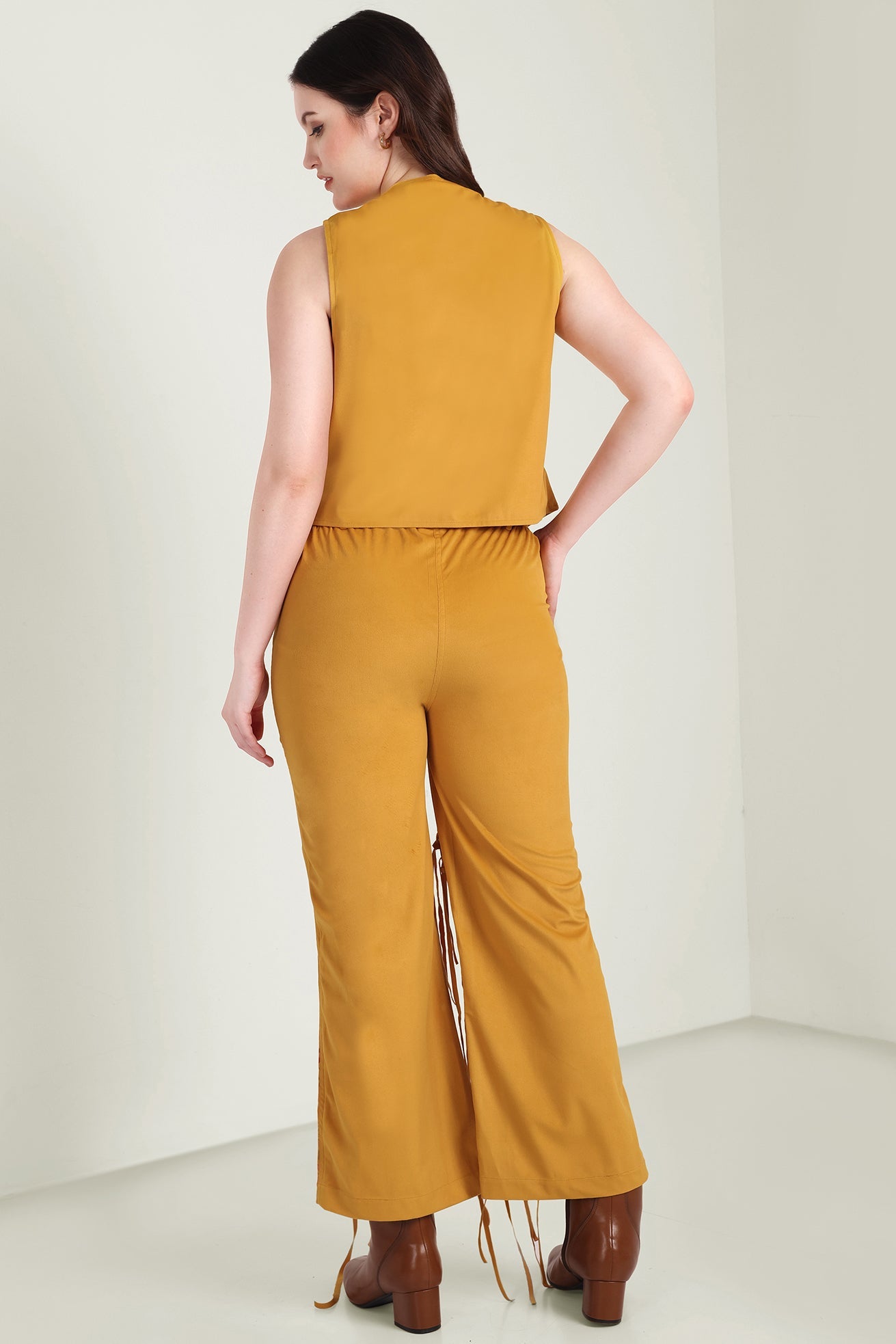Myra The Jolene Fringe Two Piece Set in Saddle Gold