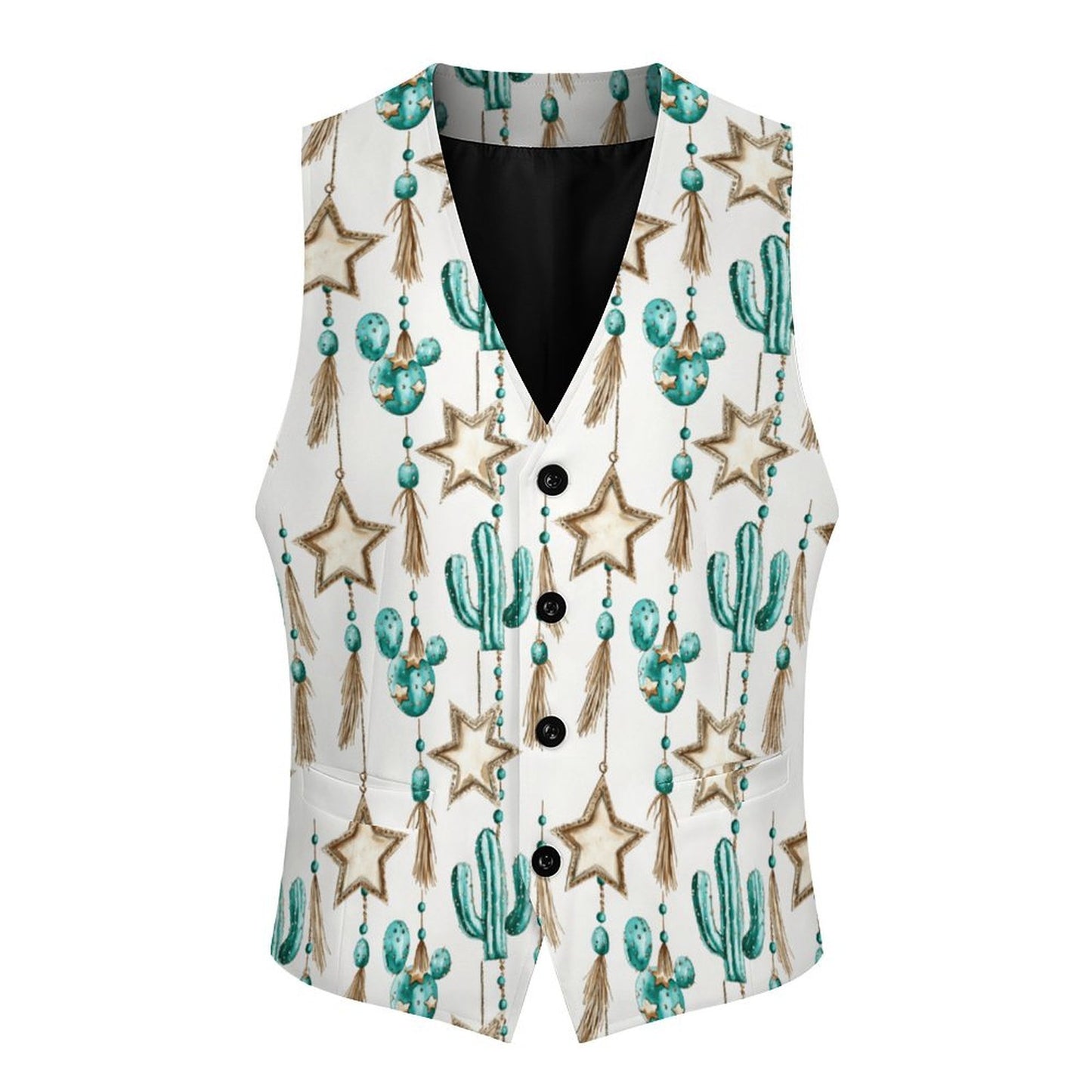 Turquoise Christmas Cactus Men's Western Vest