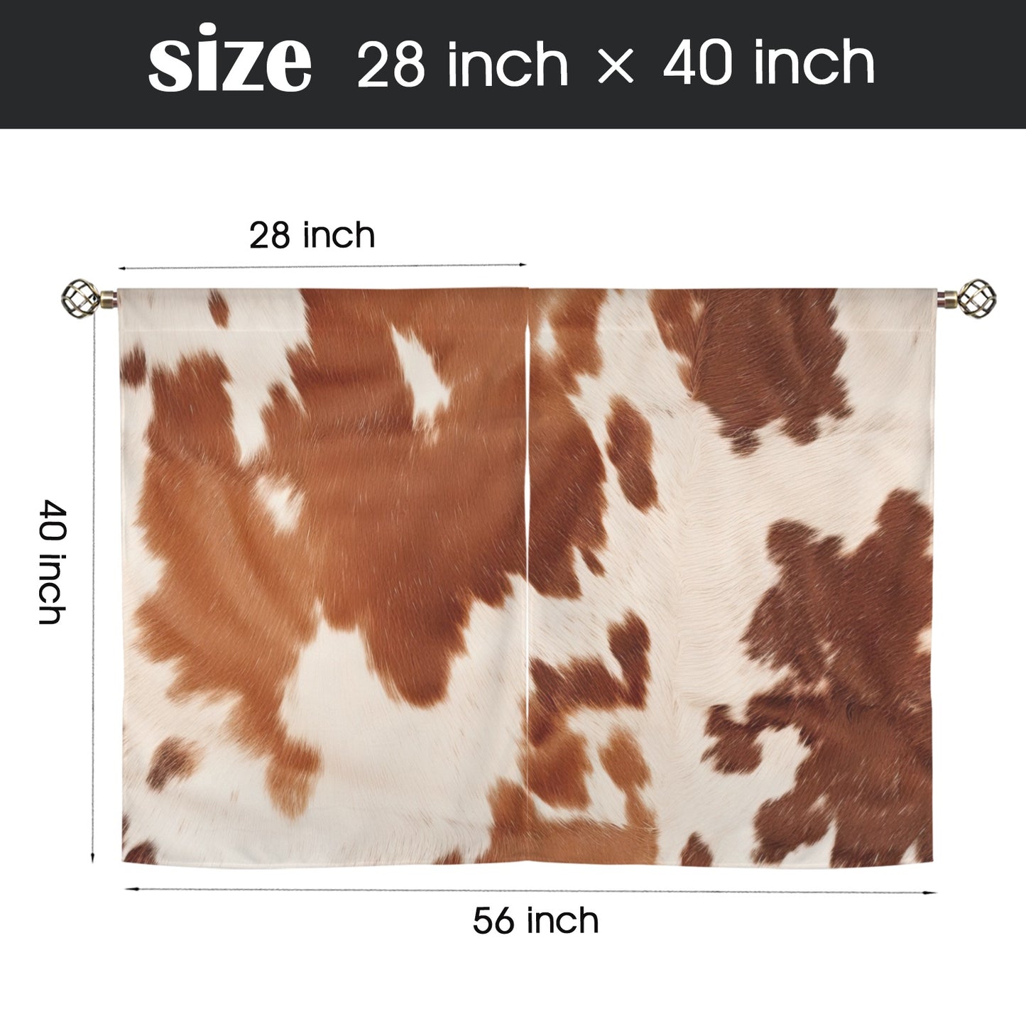 Cowhide Print Window Curtains 28"x40" (2-Piece) Made in America