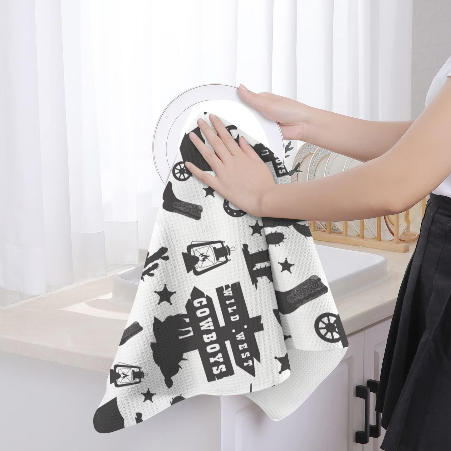 Wild West Cowboys Set of 2 Dish Towels Made in America