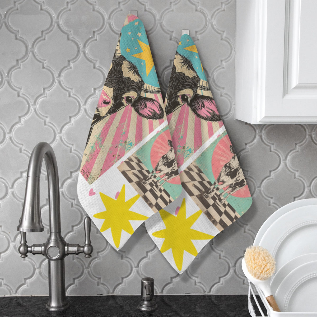 Baha Ranch Cows Set of 2 Dish Towels (same) Kitchen Towel