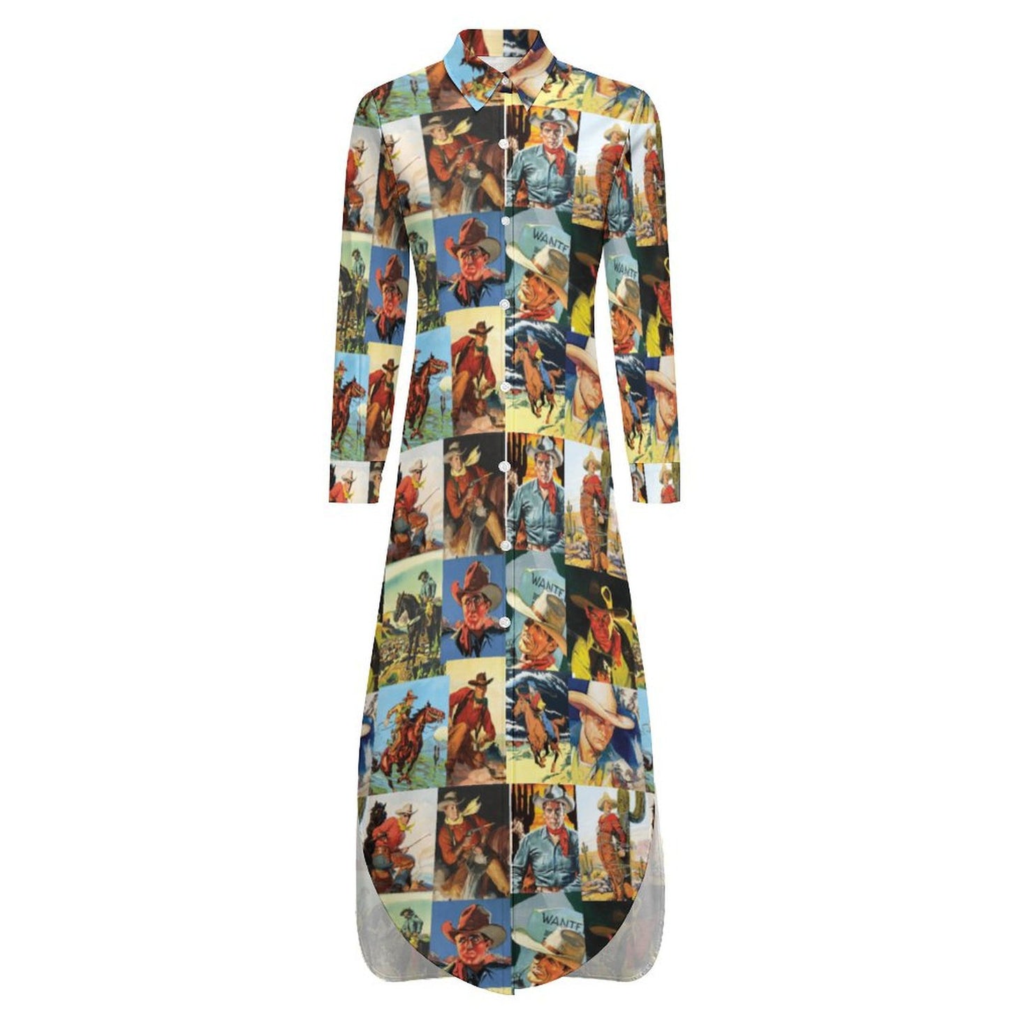 Cowboy Collage Western Shirt Dress Duster