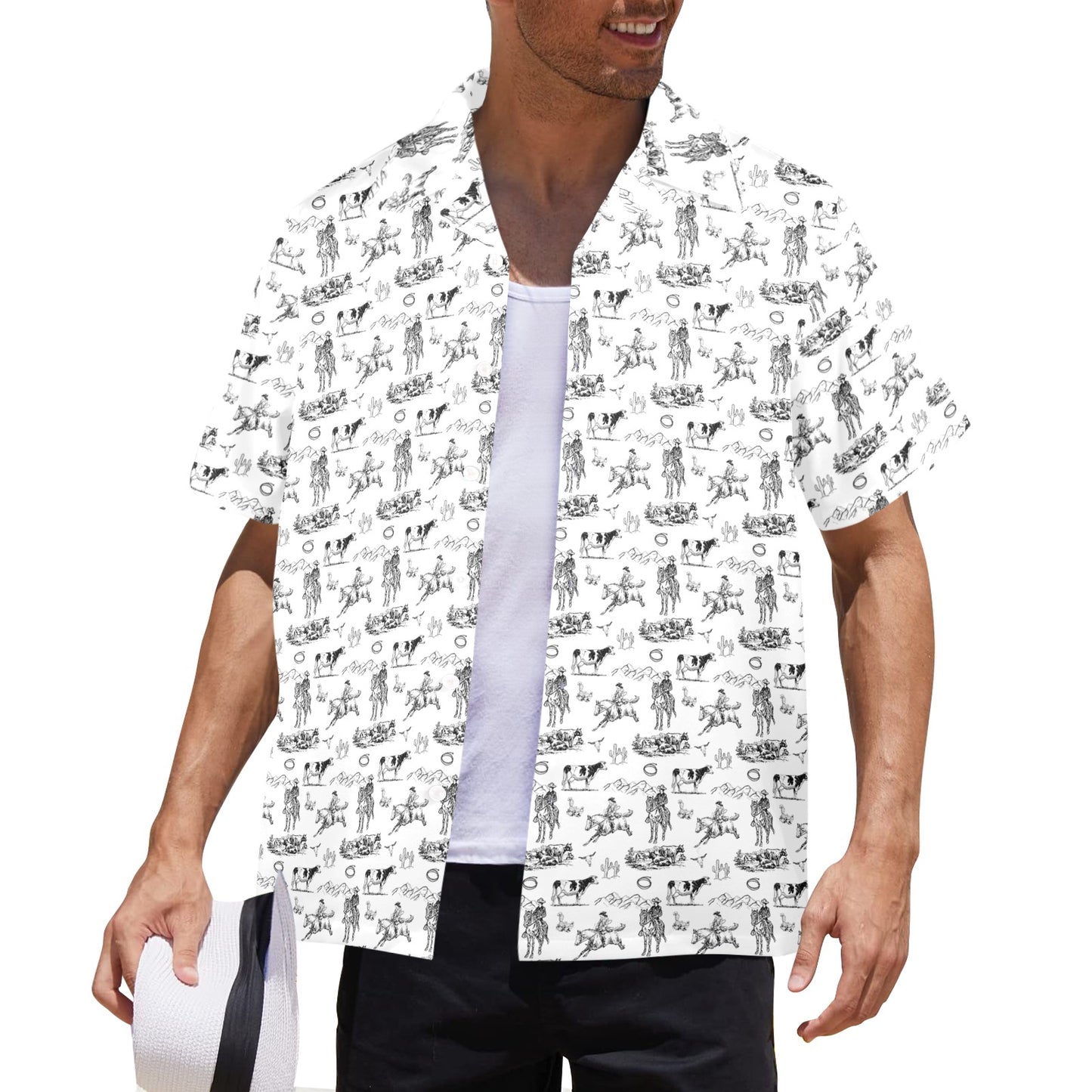 Baha Ranch Ranch Life in White Hawaiian Shirt Made in America