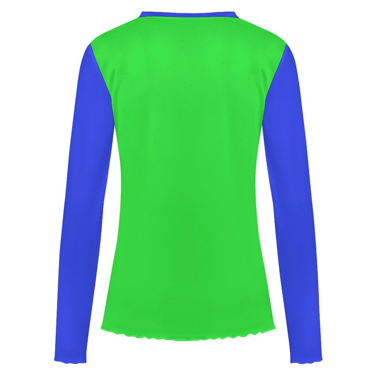 Baha Ranch Green Blue Rodeo Bronc Long Sleeve Mesh Top