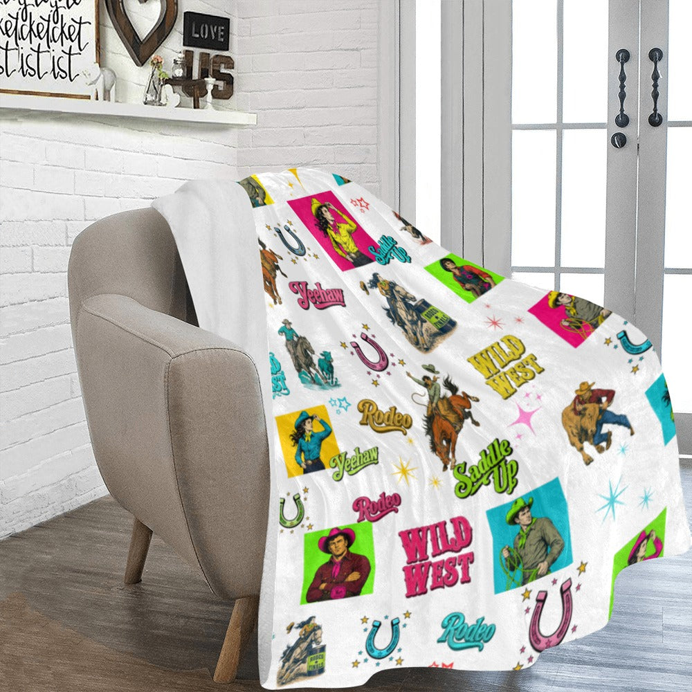 Baha Ranch The Last Roundup Minky Throw Blanket 60" x 80" Made in America