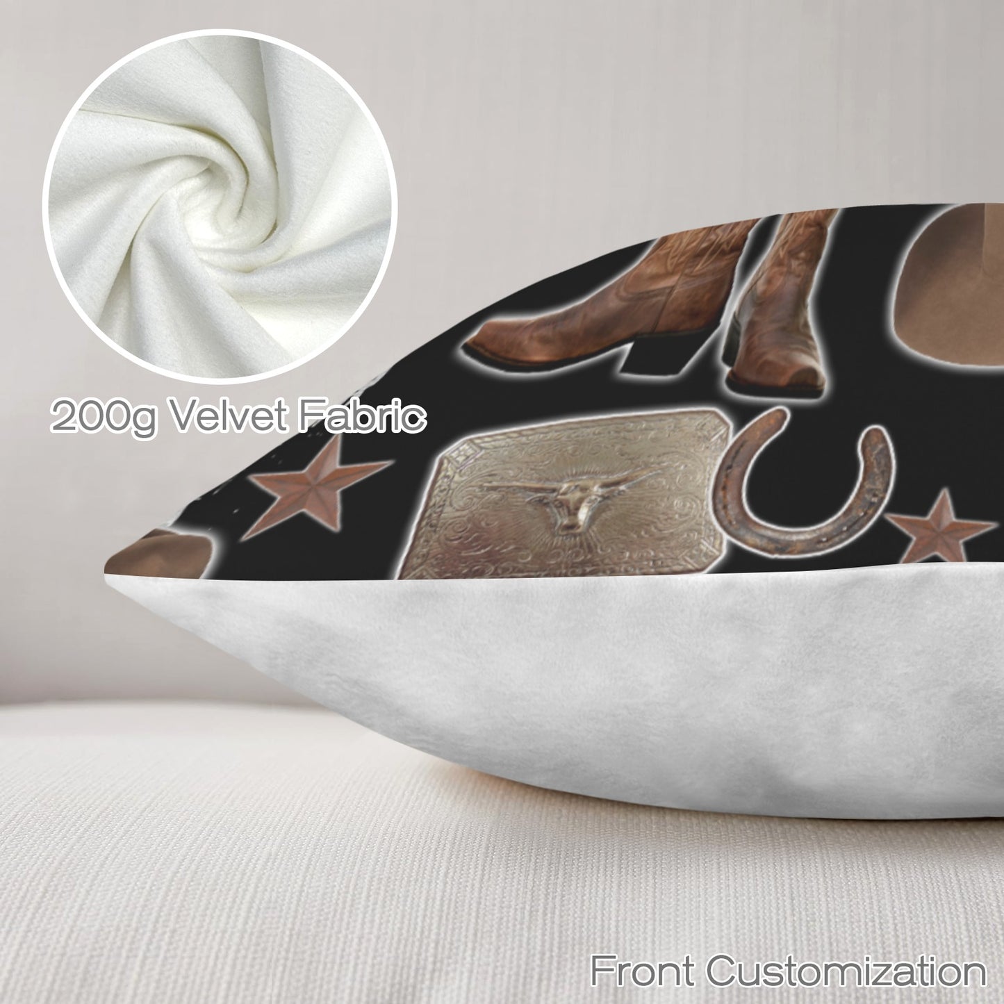 Baha Ranch Cowboy Collage Velvety Soft Throw Pillow Case Made in America